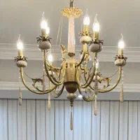 ۳ عدد لوستر ایتالیایی کامل برنج با سنگ های طبیعی