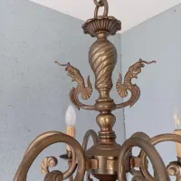 ۴ عدد لوستر برنج برنجی قدیمی|لوستر و چراغ آویز|سمیرم, |دیوار