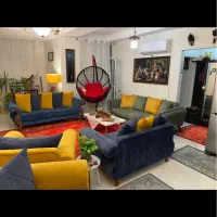 مبلمان۷ نفره چوب  سرمه ای زرد در حدنو  شیک و زیبا|مبلمان خانگی و میز عسلی|کرج, گوهردشت|دیوار