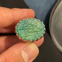 انگشتر تقره عقیق سبز حکاکی فجر رکاب دست ساز