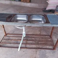 سینک دو قلو با چهارپایه جنس خوب
