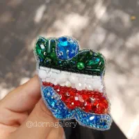 گل سینه جواهردوزی دست دوز طرح ایران