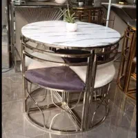 میز ناهار خوری گرد فلزی