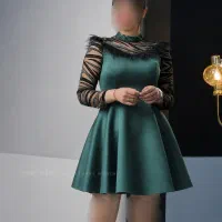 پیراهن مجلسی کوتاه مدل سرشانه پردار