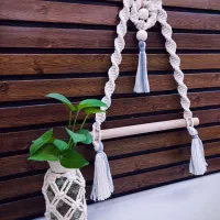 مکرومه آویز چوبی جهیزیه آشپزخانه