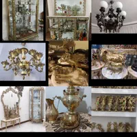 اینه شمعدان برنجی و دکوری برنجی/سمساری|بوفه، ویترین، کنسول|اسلام‌شهر, شهرک واوان|دیوار