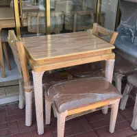 دونفره میزنهارخوری + میزو صندلی چوب