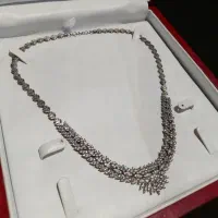 گردنبند نقره جواهری زنانه (مشابه طلا سفید)