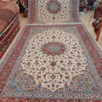 فرش دستباف جفت ۹متری کاشان کرم گل ابریشم|فرش|تهران, بازار|دیوار