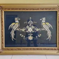 تابلو آنتیک سرمه دوزی شده با قاب چوبی