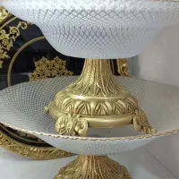 ظروف پذیرایی پایه دار ، پایه برنزی لب طلایی شطرنجی|ظروف سرو و پذیرایی|سبزوار, فیاض|دیوار