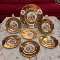 سرویس کیک خوری چینی دنسی طلایی آنتیک اروپایی