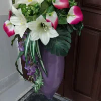 گلدان پایه دارشیشه ای|گل مصنوعی|مشهد, نوید|دیوار