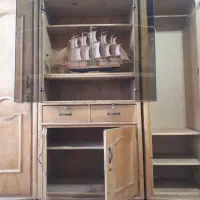 کمد سه تیکه ویترین لباسی جنس چوب راش