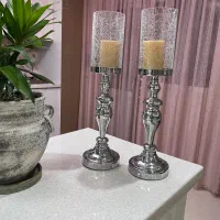 یک جفت شمعدان استیل بلند