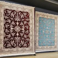 فرش بدون حاشیه افشان قرمز و ابی/۱۵۰۰ فرش سال