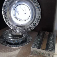 سرویس،قلیون ولبی برنجی سینی لوسترقدیمیّ دهه۵۰|کلکسیون اشیاء عتیقه|فردیس, قریشی|دیوار