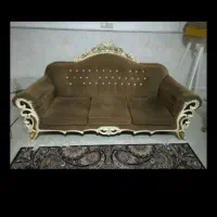 مبل هفت نفره نیمه استیل با ست جلو مبلی چوبی|مبلمان خانگی و میز عسلی|قم, کوه سفید|دیوار