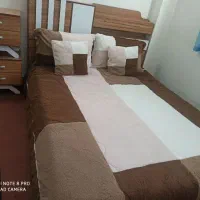 تخت خواب دونفره همراه تشک همراه یک پاتختی
