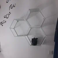 شلف دیواری فلزی کف شیشه
