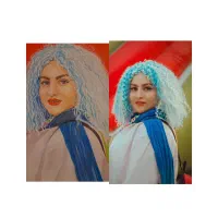 نقاشی چهره سیاهقلم ورنگی|تابلو، نقاشی، عکس|کرمان, |دیوار