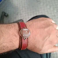دستبند چرمی رکاب نقره سنگ حکاکی جهت معاوضه