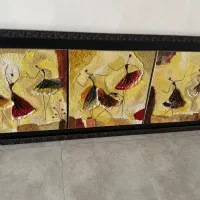 تابلو نقاشی کار دست سه‌تکه، برجسته،طول ۲متر