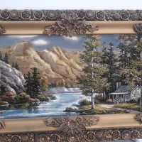 تابلو فرش با منظره کوهستان