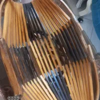 سبد چوبی وحصیری وگلدان سفالی