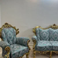 مبل استیل 9 نفره آبی طلایی کلاسیک|مبلمان خانگی و میز عسلی|تهران, هفده شهریور|دیوار