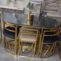 میز وصندلی غذاخوری فلزی ناهارخوری استیل ۶نفره بیضی|میز و صندلی غذاخوری|خمینی‌شهر, |دیوار