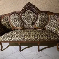 مبل استیل چوب گردو با میز وسط