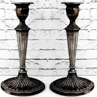 جفت شمعدان سیلورپلیت منقش (جاشمعی نوربلین انگلیسی)