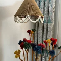 لوستر مکرومه و مهره چوبی اتاق خواب و آشپزخانه