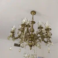 لوستر برنجی ۶ شاخه ۱۲ شعله تمام برنجی