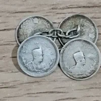 یک جفت دکمه سرآستین نقره رضا شاهی نایاب