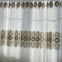 سه عددپرده حریر با گلهای خامه دوزی شده در لاهیجان|پرده، رانر، رومیزی|لاهیجان, امیرشهید|دیوار