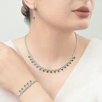 سرویس نقره زمرد زبرجد روکش طلا عیار۹۲۵ عینا طلا۰۱۹