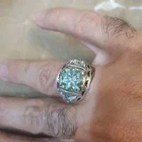 انگشتر نقره سنگ موزانایت