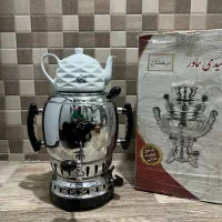 سماور گازی ۶ لیتری سه کاره اکبند نو برنجی