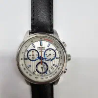 ساعت مچی بند چرم ۳ موتوره صفحه سفید سیکو اورجینال