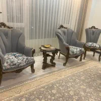 مبلمان و ناهارخوری و‌ویترین چوب گردو