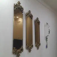 ااینه دکوراتیو پتینه طلایی خاکی رنگ شامپاینی