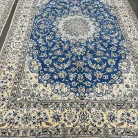 فرش دستباف (بساک)جفت ۶ متری ۹لا ابی کرک ابریشم|فرش|مشکیندشت, |دیوار