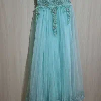 پیراهن مجلسی آبی فیروزه ای