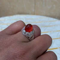 انگشتره نقره دستساز عقیق لامپی