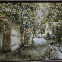 تابلو فرش دستباف کوچه باغ گل ابریشم ۶۰*۸۰ کادویی