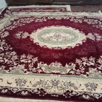 دو عدد قالی زرشکی نخ ابریشم در حد نو