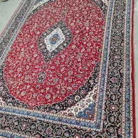 دوتخته فرش کاشان 500شانه قرمز لاکی در حد نو