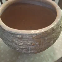 گلدان سفالی طلایی آنتیک مات